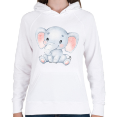 PRINTFASHION elefánt - Női kapucnis pulóver - Fehér