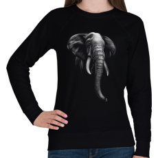 PRINTFASHION Elefánt portré - Női pulóver - Fekete