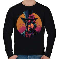 PRINTFASHION Elegáns Doberman - Férfi pulóver - Fekete