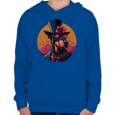 PRINTFASHION Elegáns Doberman - Gyerek kapucnis pulóver - Királykék