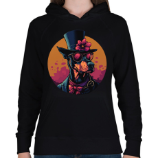 PRINTFASHION Elegáns Doberman - Női kapucnis pulóver - Fekete