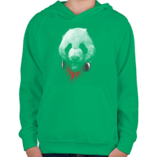 PRINTFASHION Elegáns panda  - Gyerek kapucnis pulóver - Zöld gyerek pulóver, kardigán