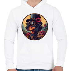 PRINTFASHION Elegáns Tacskó - Férfi kapucnis pulóver - Fehér