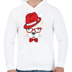 PRINTFASHION Elegant Bulldog - Férfi kapucnis pulóver - Fehér