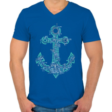 PRINTFASHION Elektrohorgony - Férfi V-nyakú póló - Királykék