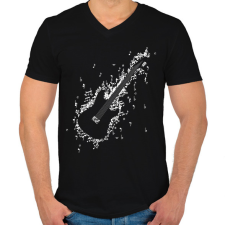 PRINTFASHION Elektromos gitár - Férfi V-nyakú póló - Fekete férfi póló