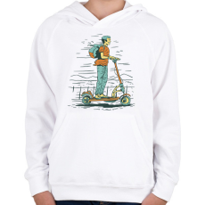 PRINTFASHION Elektromos roller - Gyerek kapucnis pulóver - Fehér