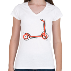 PRINTFASHION Elektromos roller - Női V-nyakú póló - Fehér