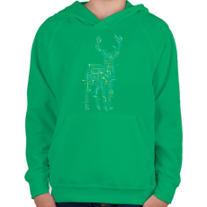 PRINTFASHION Elektroszarvas - Gyerek kapucnis pulóver - Zöld