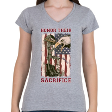 PRINTFASHION Elesett katona - Női V-nyakú póló - Sport szürke női póló