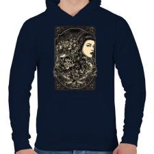 PRINTFASHION Élet a halál után - Férfi kapucnis pulóver - Sötétkék férfi pulóver, kardigán