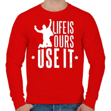 PRINTFASHION Élet - Éld az életed ! - Férfi pulóver - Piros férfi pulóver, kardigán