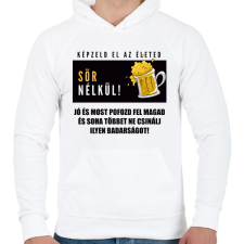 PRINTFASHION ÉLET SÖR NÉLKÜL - Férfi kapucnis pulóver - Fehér férfi pulóver, kardigán