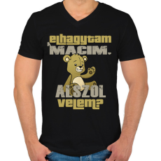 PRINTFASHION Elhagytam a macim, alszol velem? - Férfi V-nyakú póló - Fekete