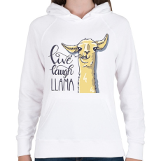 PRINTFASHION Élj, nevess, LLAMA - Női kapucnis pulóver - Fehér