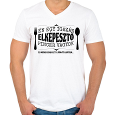 PRINTFASHION Elképesztő pincér - Férfi V-nyakú póló - Fehér