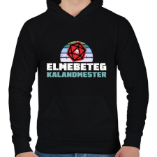 PRINTFASHION Elmebeteg Kalandmester - Férfi kapucnis pulóver - Fekete férfi pulóver, kardigán