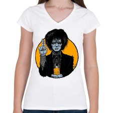 PRINTFASHION Élőhalott - Női V-nyakú póló - Fehér női póló