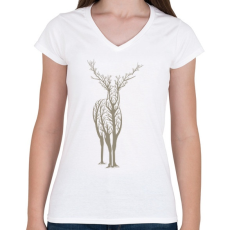PRINTFASHION Élővilág - Női V-nyakú póló - Fehér