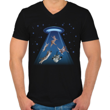 PRINTFASHION Elrabolt cicák - Férfi V-nyakú póló - Fekete férfi póló