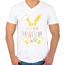 PRINTFASHION Első húsvétom - Férfi V-nyakú póló - Fehér férfi póló