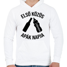 PRINTFASHION Első közös apák napja - Férfi kapucnis pulóver - Fehér férfi pulóver, kardigán