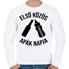 PRINTFASHION Első közös apák napja - Férfi pulóver - Fehér férfi pulóver, kardigán