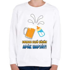 PRINTFASHION Első közös apák napja! - Gyerek pulóver - Fehér gyerek pulóver, kardigán