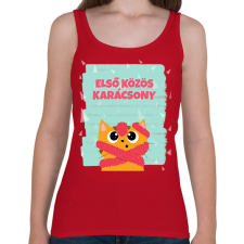 PRINTFASHION Első közös karácsony - Női atléta - Cseresznyepiros női trikó