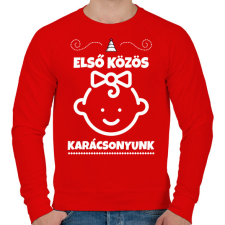 PRINTFASHION Első közös karácsonyunk 2 - Férfi pulóver - Piros férfi pulóver, kardigán
