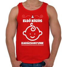 PRINTFASHION Első közös karácsonyunk  - Férfi atléta - Piros atléta, trikó