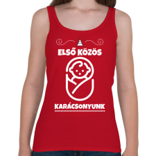 PRINTFASHION Első közös karácsonyunk - Női atléta - Cseresznyepiros női trikó