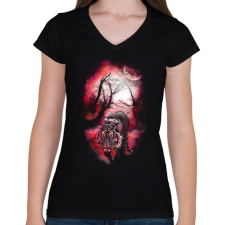 PRINTFASHION Elvarázsolt nyomok - Női V-nyakú póló - Fekete női póló