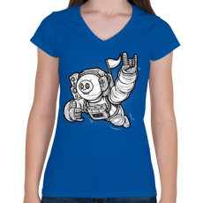 PRINTFASHION Elveszve az űrben - Női V-nyakú póló - Királykék