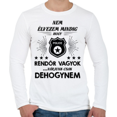 PRINTFASHION Élvezem, hogy rendőr vagyok - Férfi hosszú ujjú póló - Fehér