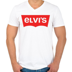 PRINTFASHION elvis - Férfi V-nyakú póló - Fehér