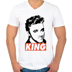 PRINTFASHION Elvis Presley  - Férfi V-nyakú póló - Fehér