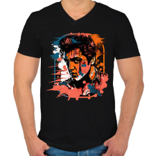 PRINTFASHION Elvis Presley - Férfi V-nyakú póló - Fekete férfi póló