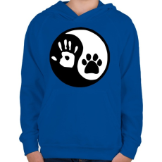PRINTFASHION Ember/állat barátság - Gyerek kapucnis pulóver - Királykék