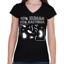 PRINTFASHION Ember - baktérium - Női V-nyakú póló - Fekete női póló