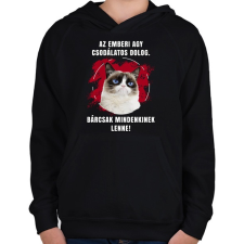 PRINTFASHION Emberi agy - Gyerek kapucnis pulóver - Fekete gyerek pulóver, kardigán