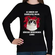 PRINTFASHION Emberi agy - Női pulóver - Fekete női pulóver, kardigán