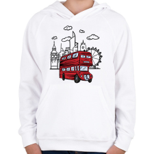 PRINTFASHION Emeletes busz - Gyerek kapucnis pulóver - Fehér gyerek pulóver, kardigán