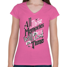 PRINTFASHION Emlékezz - Női V-nyakú póló - Rózsaszín