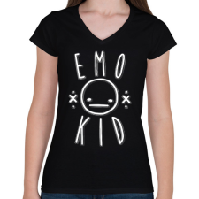 PRINTFASHION Emo kid - Női V-nyakú póló - Fekete női póló