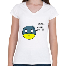 PRINTFASHION Emotion - Női V-nyakú póló - Fehér női póló