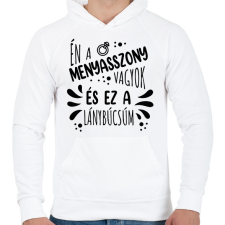 PRINTFASHION Én a menyasszony vagyok - Férfi kapucnis pulóver - Fehér férfi pulóver, kardigán