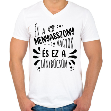 PRINTFASHION Én a menyasszony vagyok - Férfi V-nyakú póló - Fehér férfi póló