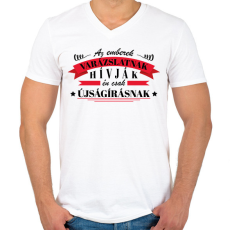 PRINTFASHION Én csak újságírásnak hívom - Férfi V-nyakú póló - Fehér