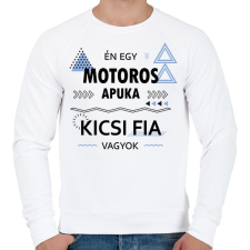 PRINTFASHION Én egy motoros apuka kicsi fia vagyok - Férfi pulóver - Fehér férfi pulóver, kardigán